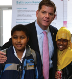 Boston Mayor Marty Walsh visiting the community. Photo: ISBCC 2016 Annual Report.
