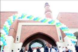 Festive decorations adorning the main entrance for the grand opening (2009). Photo: ISBCC Facebook Page.