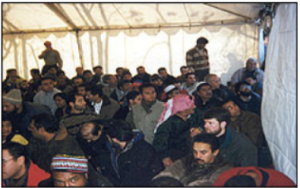 Overcrowded tent at ISB Cambridge (1990s). Photo courtesy of ISB Cambridge Archives.