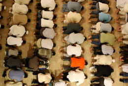 Worshipers pray inside the completed ISBCC facility in Roxbury (2008). Photo: The Boston Globe via Getty Images.