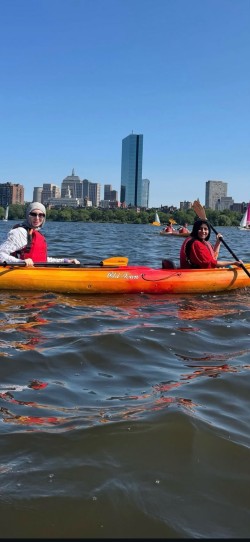 KAYAKING ON THE RIVER CHARLES.